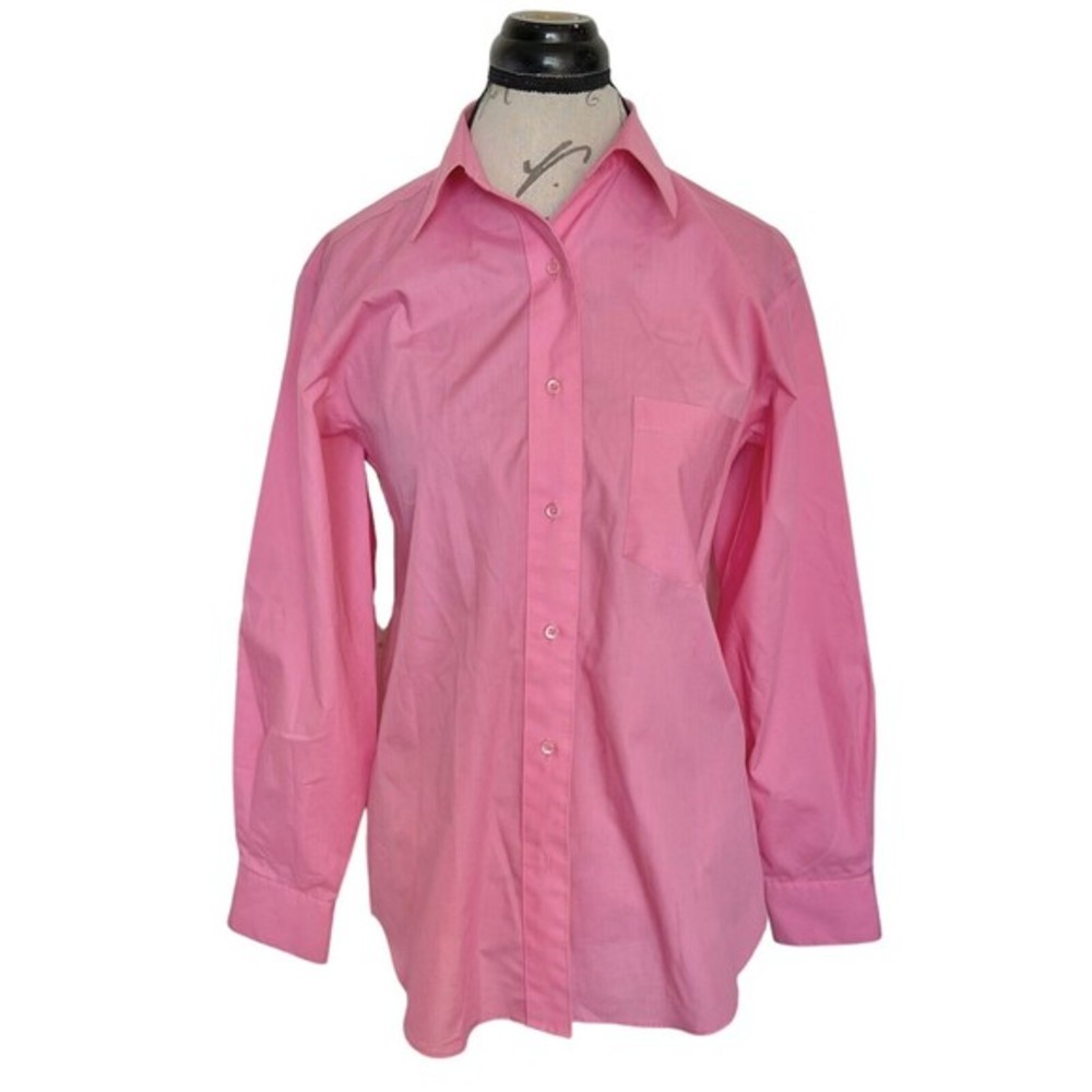 Foxcroft Womens Shirt Button down Wrinkle Free Pink Sz 6 Barbiecore Long Sleeve